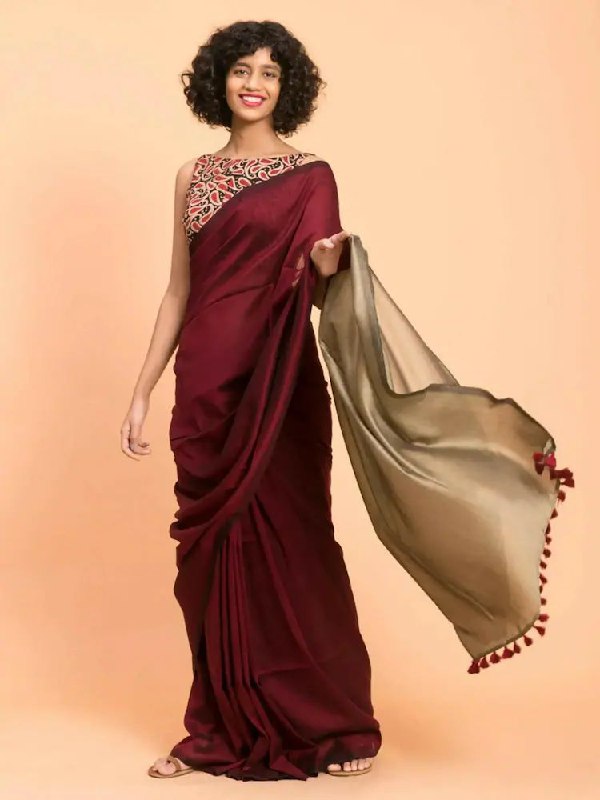 Beautiful designer cotton red saree