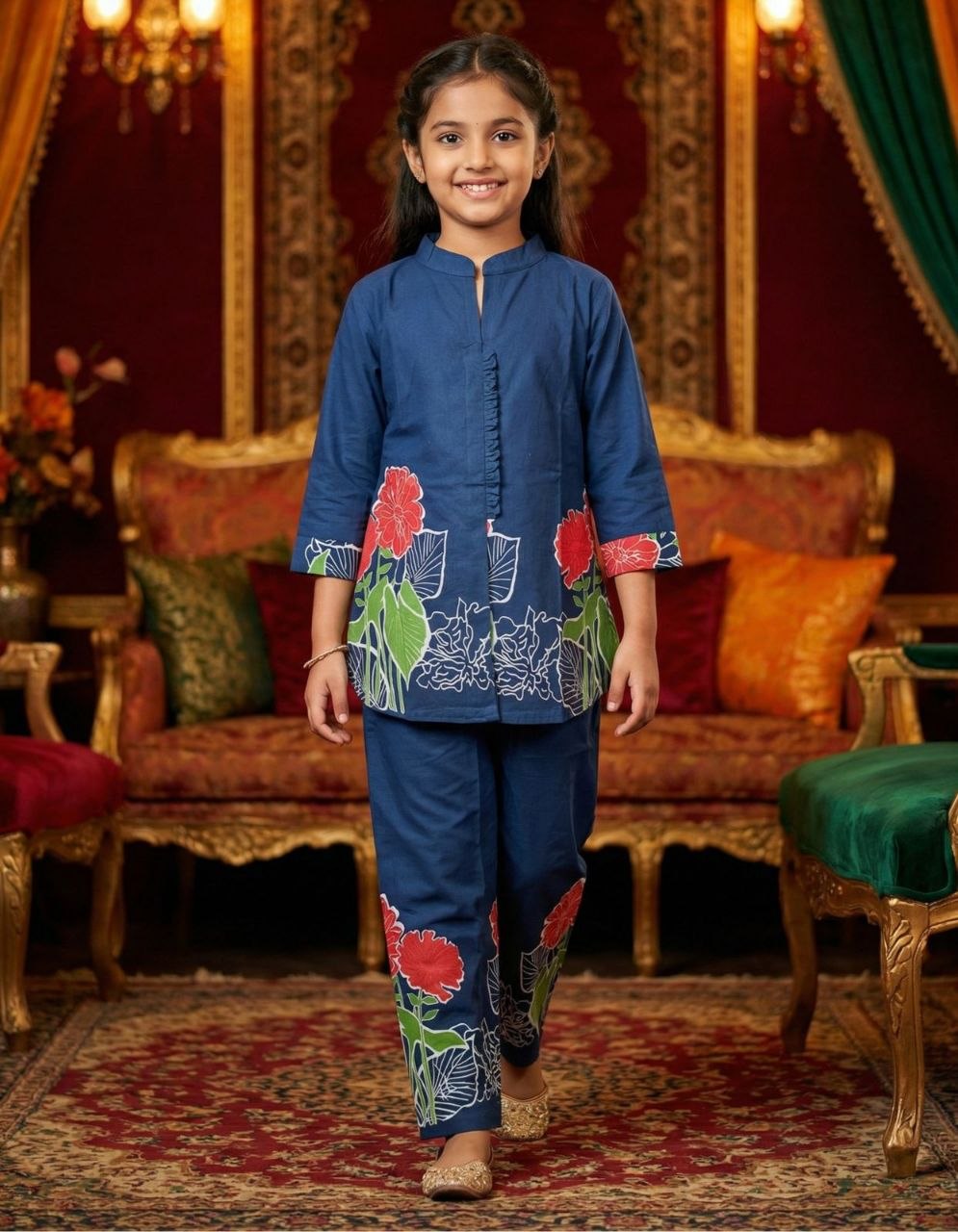 Exclusive cotton blue cord set