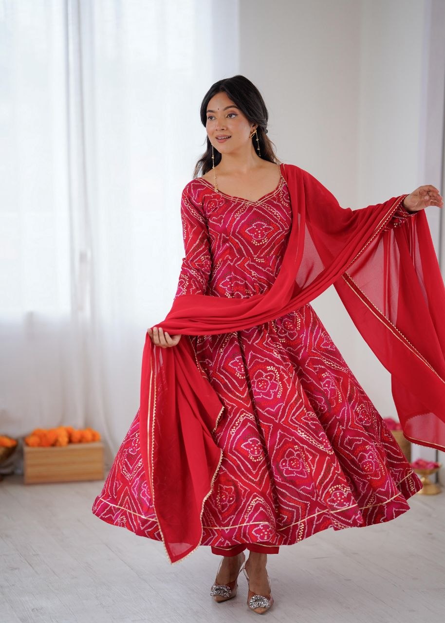 Presenting viscose rayon cotton red gown
