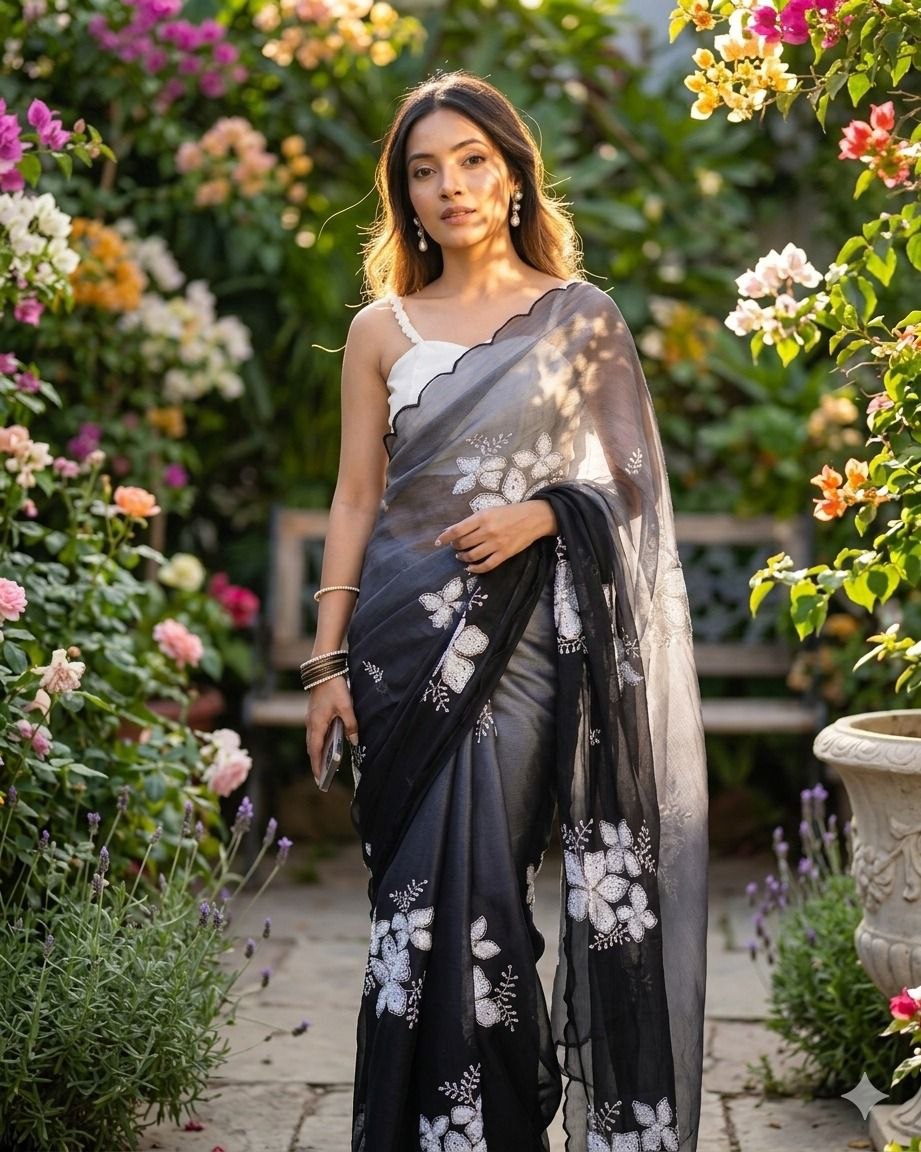 Beautifulness sequence burberry jimmy chu black saree