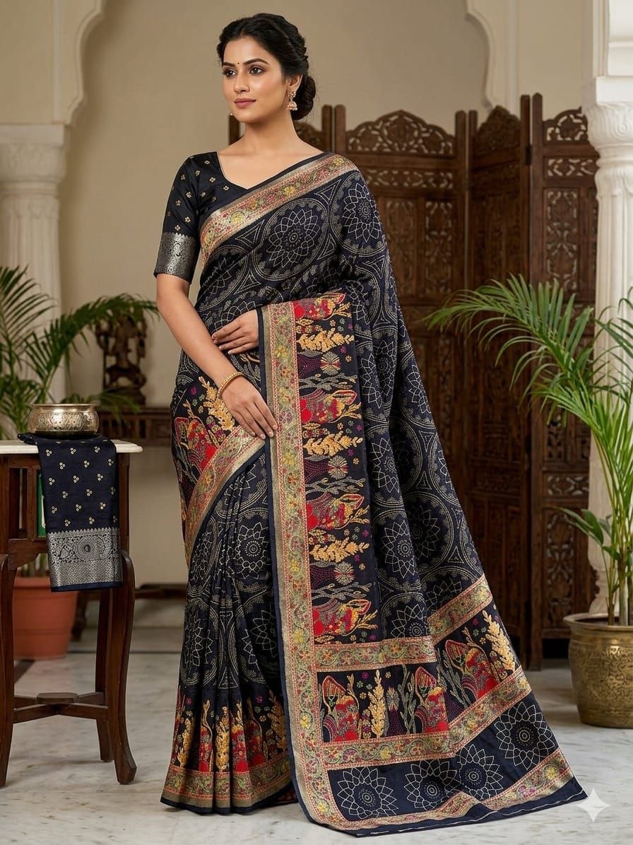 Gorgeous premium georgette black saree