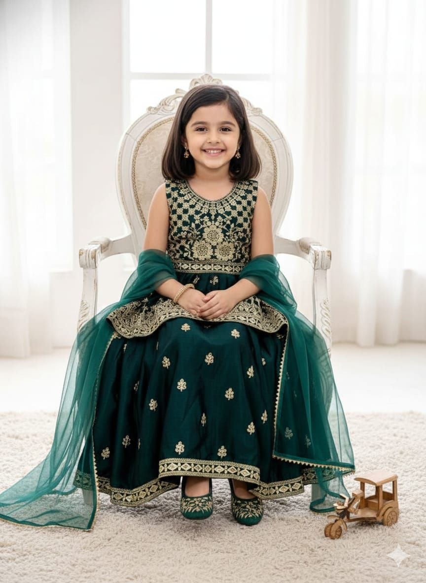 Radiance sequence silk cotton green dress