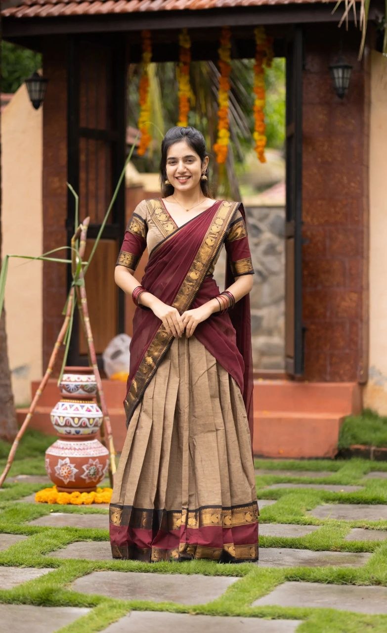 Fashionista kanjivaram silk south style maroon saree