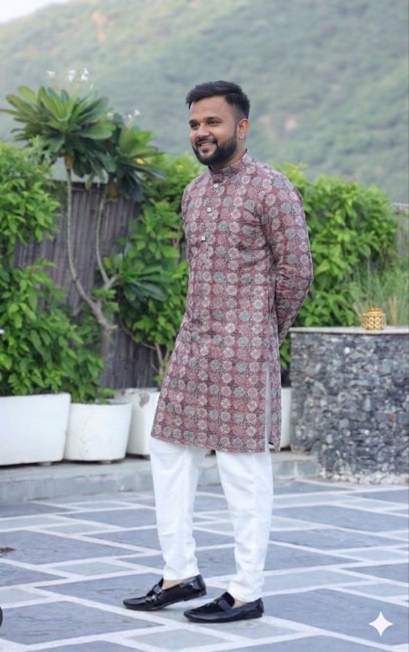 Exclusive rayon cotton gray kurta pajama