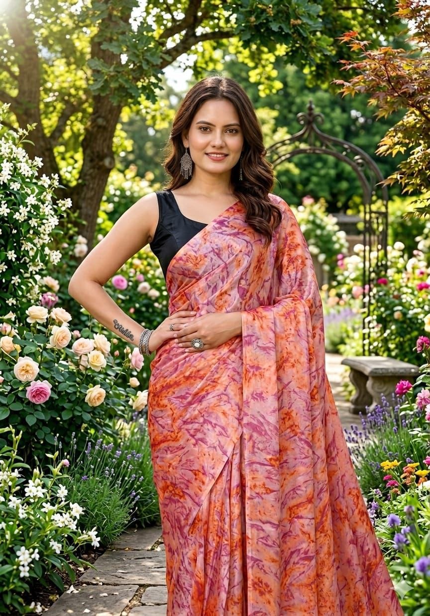 Attracting banglory soft chinnon pink saree
