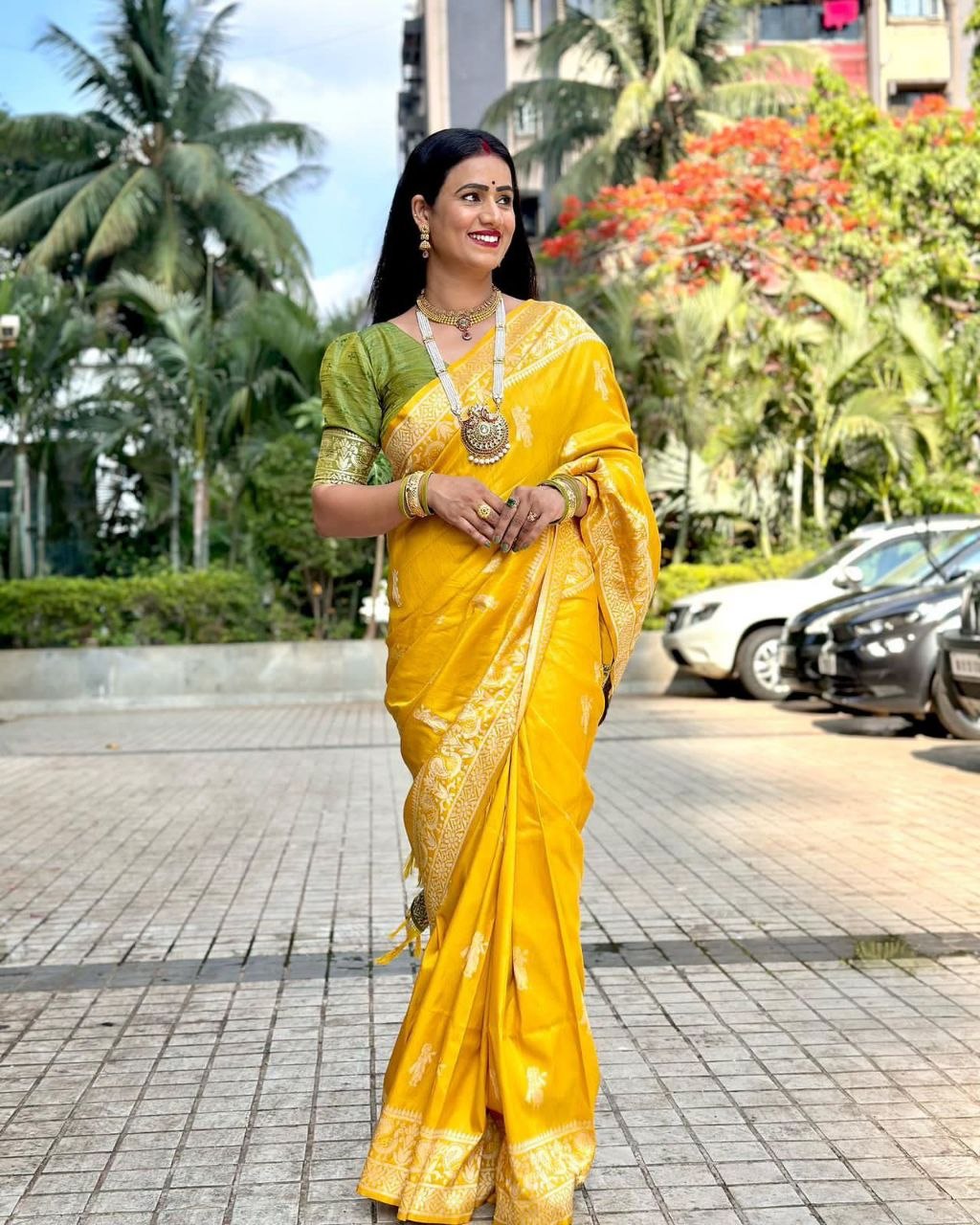 Exclusive raw soft silk yellow saree