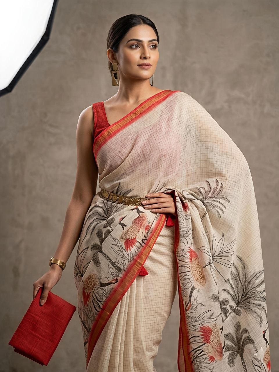 Amazingness blooming linen orange saree