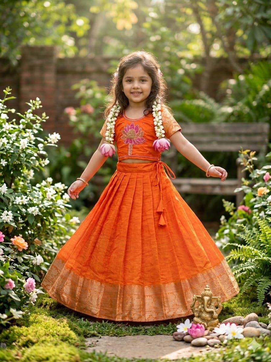 Exclusive kota cotton cotton orange lehenga choli