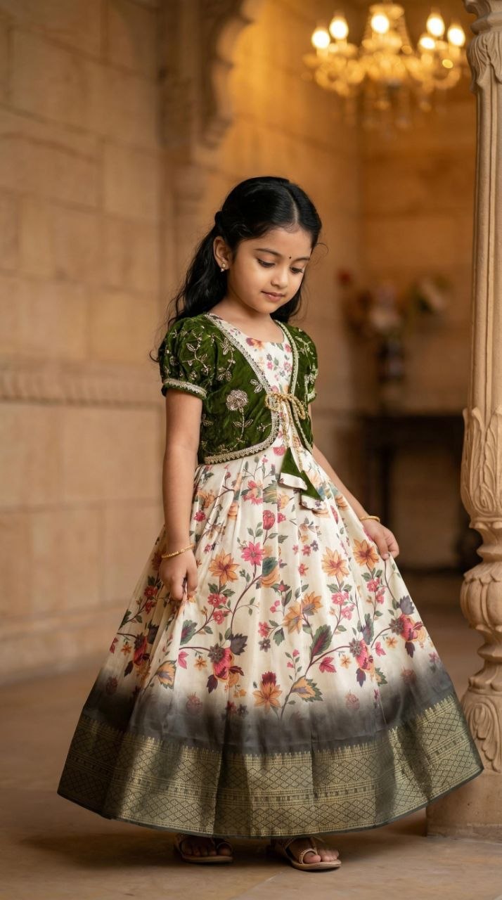 Priceless zari weaving cotton mehendi lehenga choli
