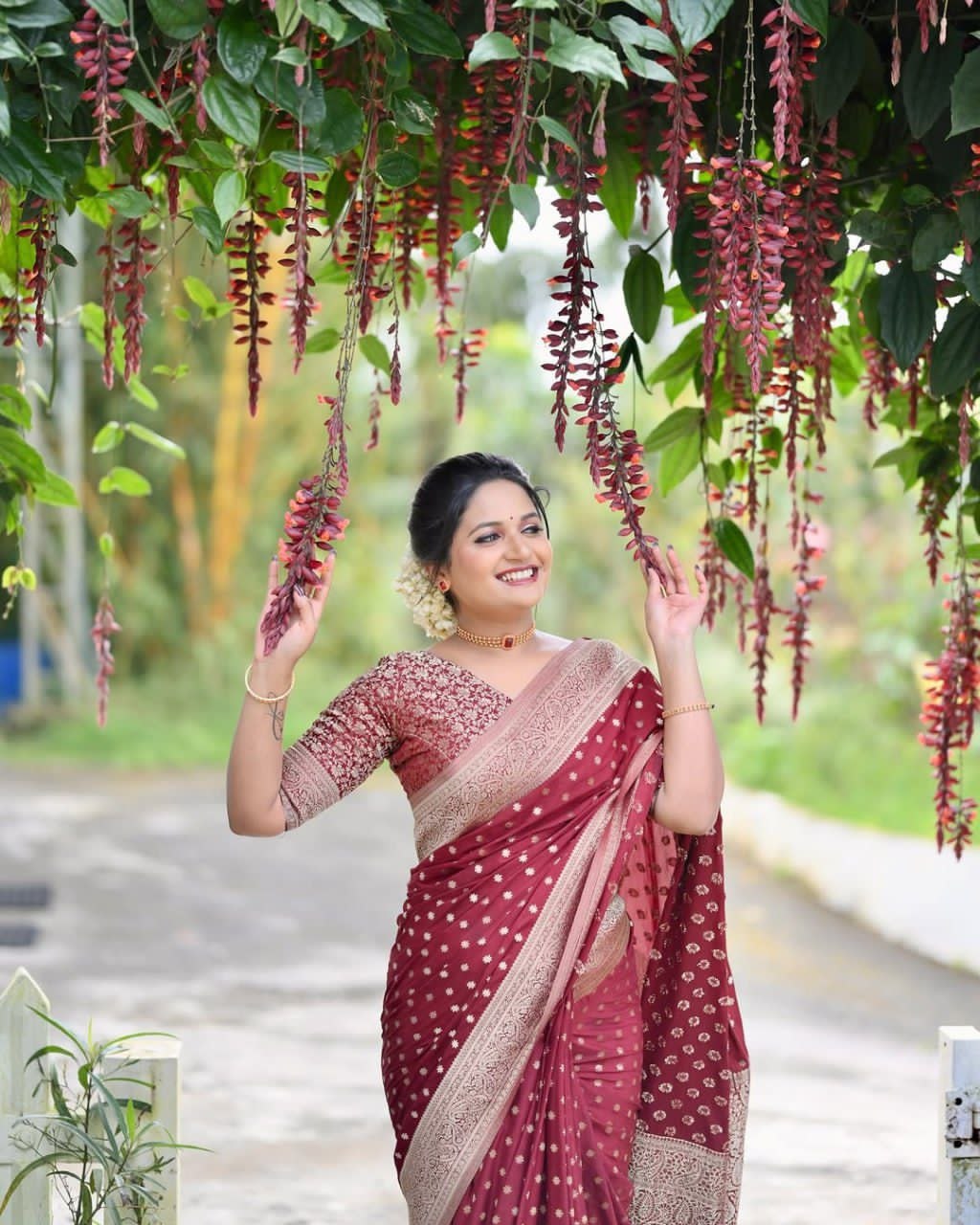 Launching soft light lichi silk red saree
