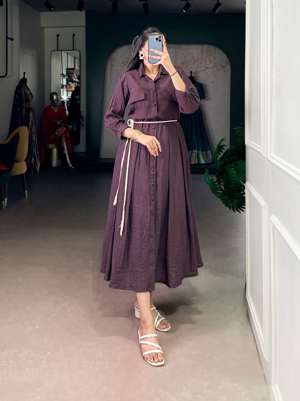 Super stitched cotton purple anarkali gown
