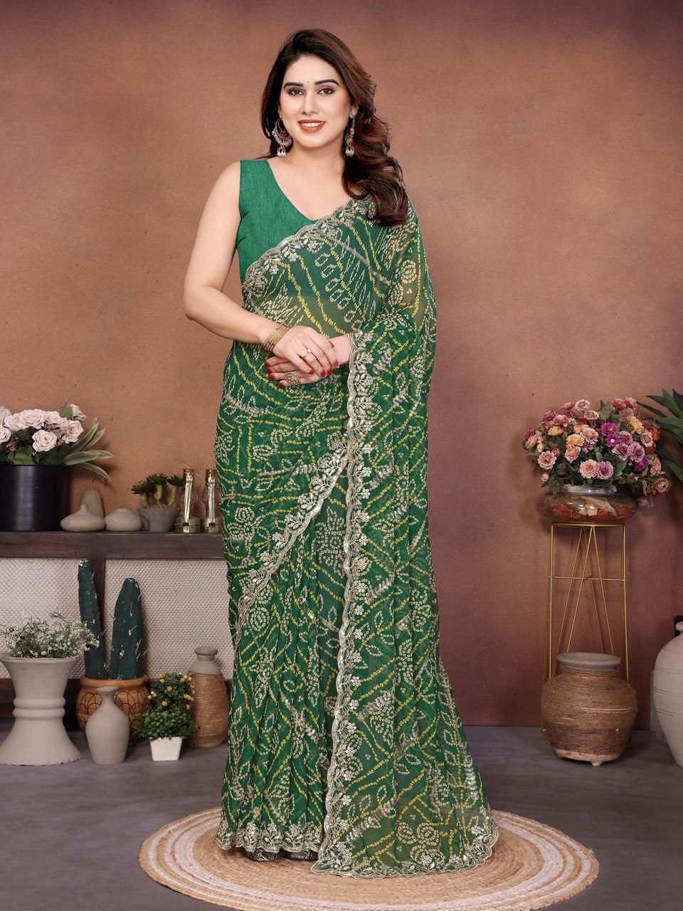 Availability embroidery georgette red saree