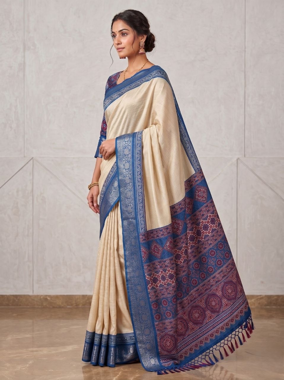 Lightweight dola silk blue saree