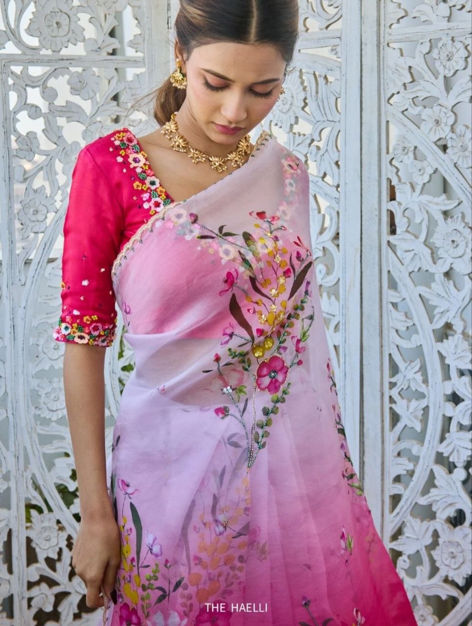 Luxurious double Shade silk pink saree