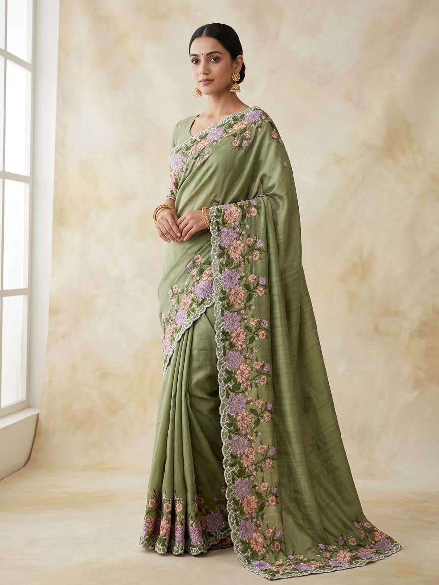 Quality soft matka silk pista saree