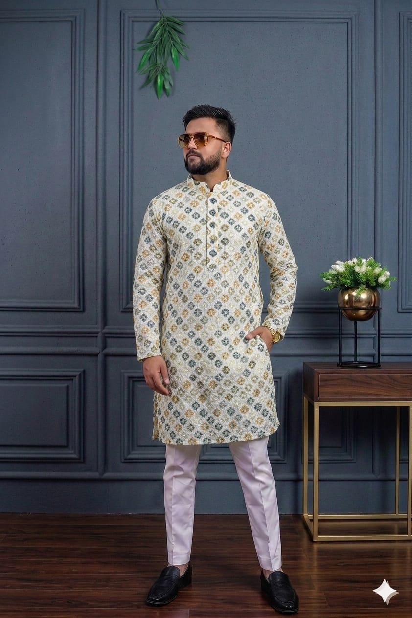 Traditional digital print cotton red Kurta pajama