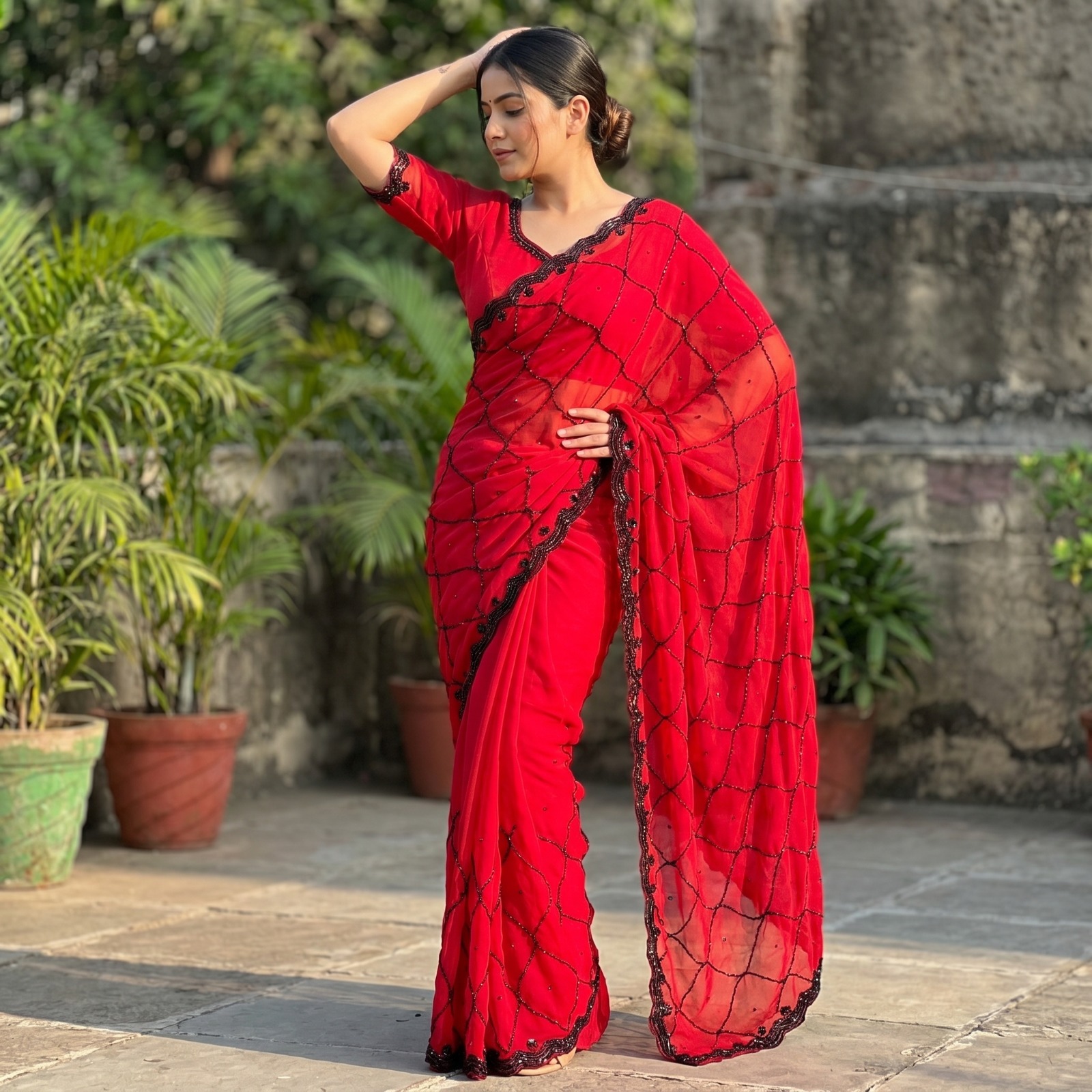 Bollywood samrudhi faux georgette black saree