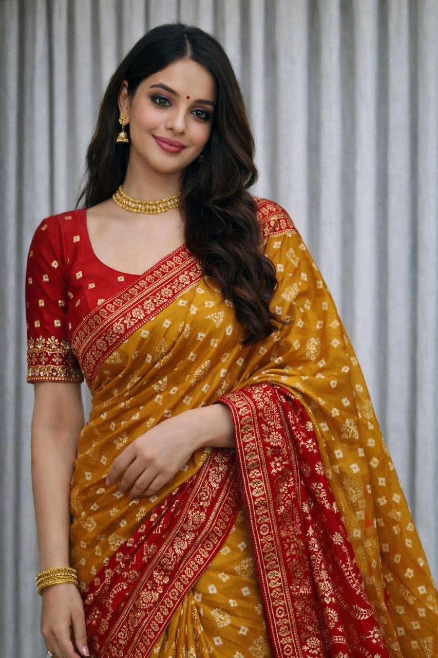 Traditional ethnic bandhani red saree