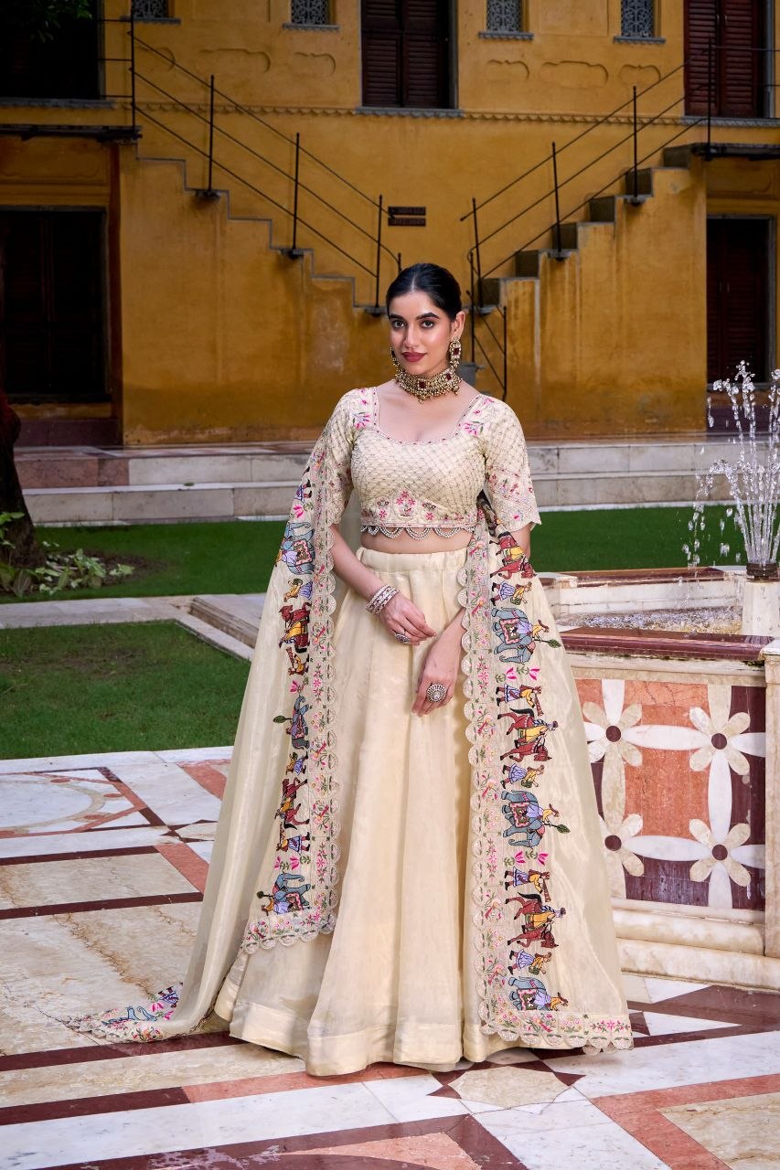 Rich stitched raspberry cotton chiku lehenga choli