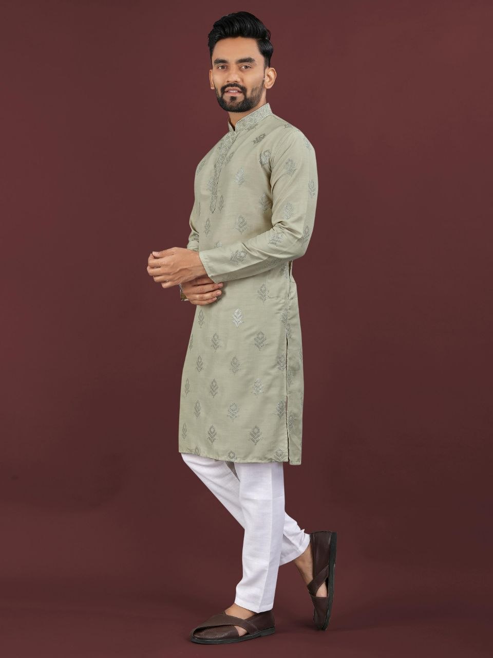 Excellent viscose silk cotton pink kurta pajama