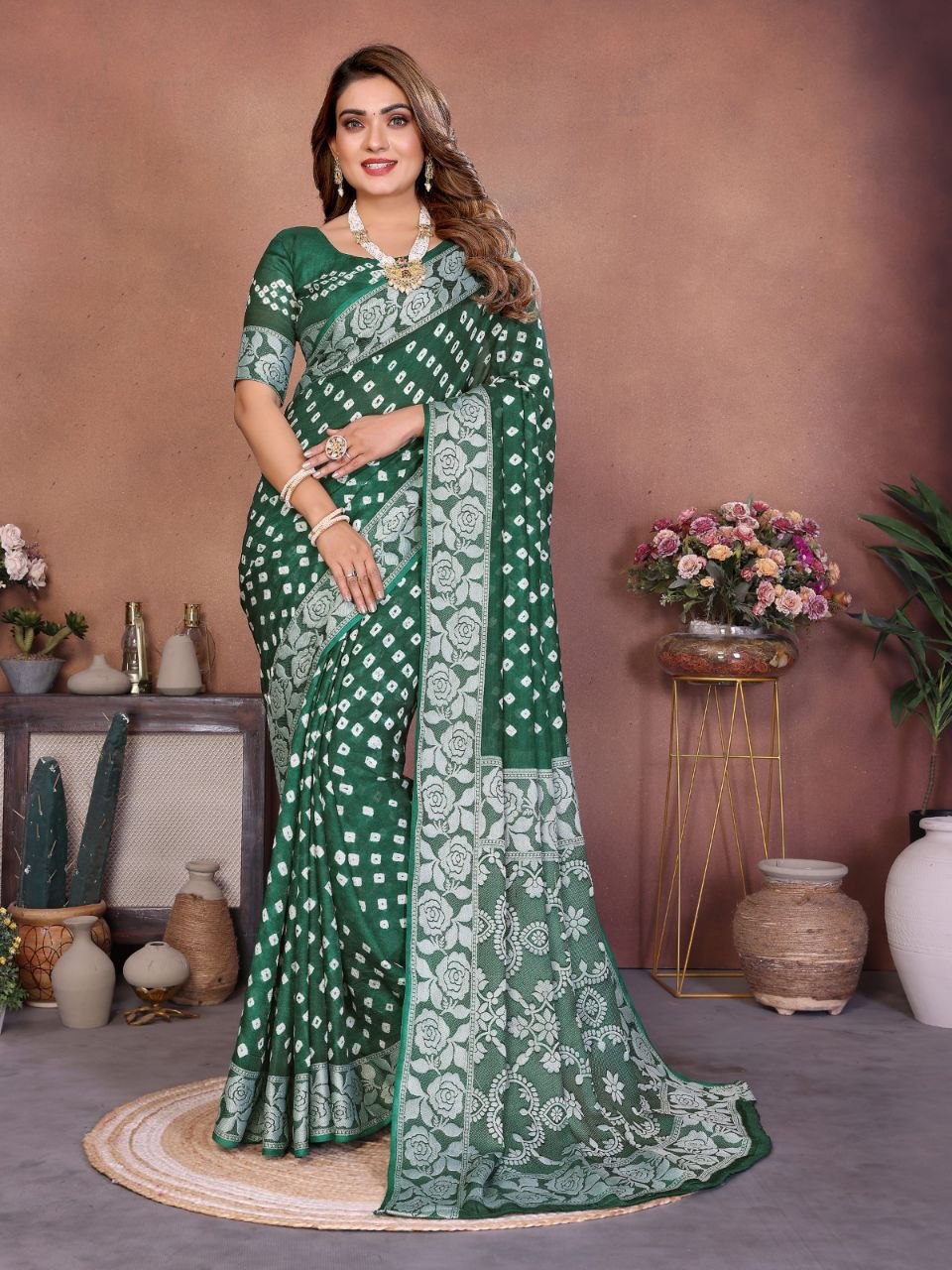 Elegance weaving viscose organza silk rani saree