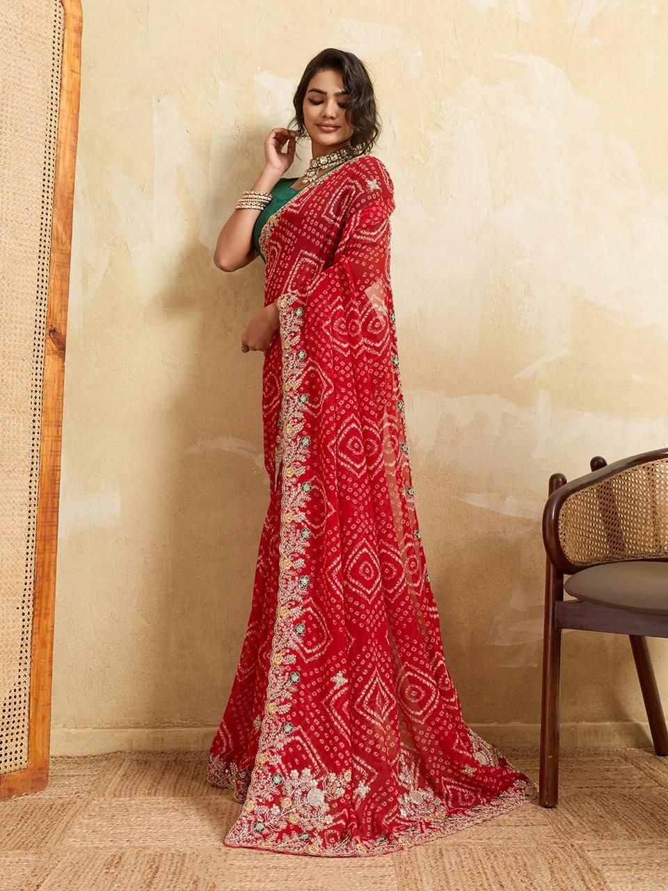 Presenting zari weaving banarasi patola silk red saree