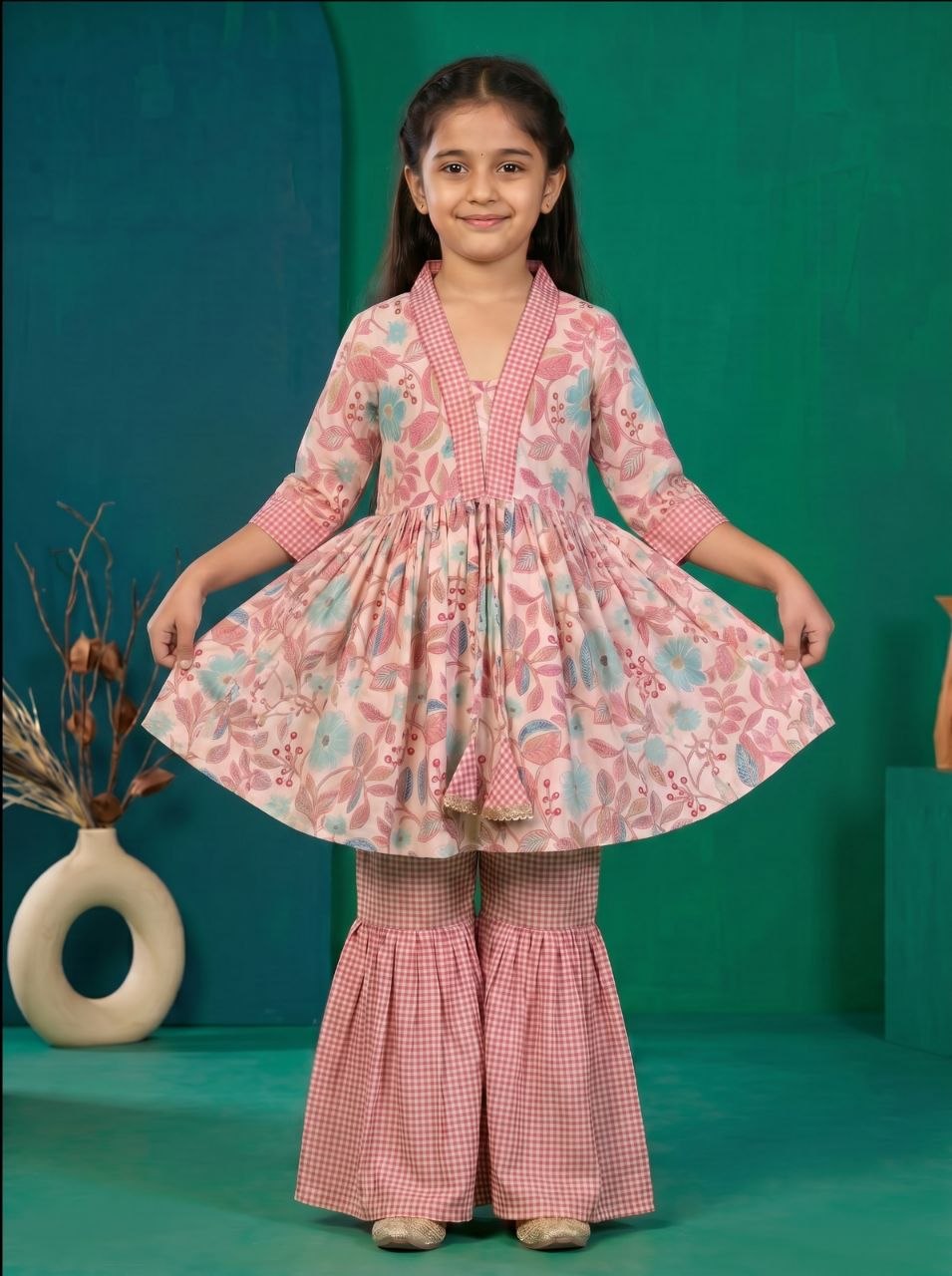 Availability soft cotton pink sharara set