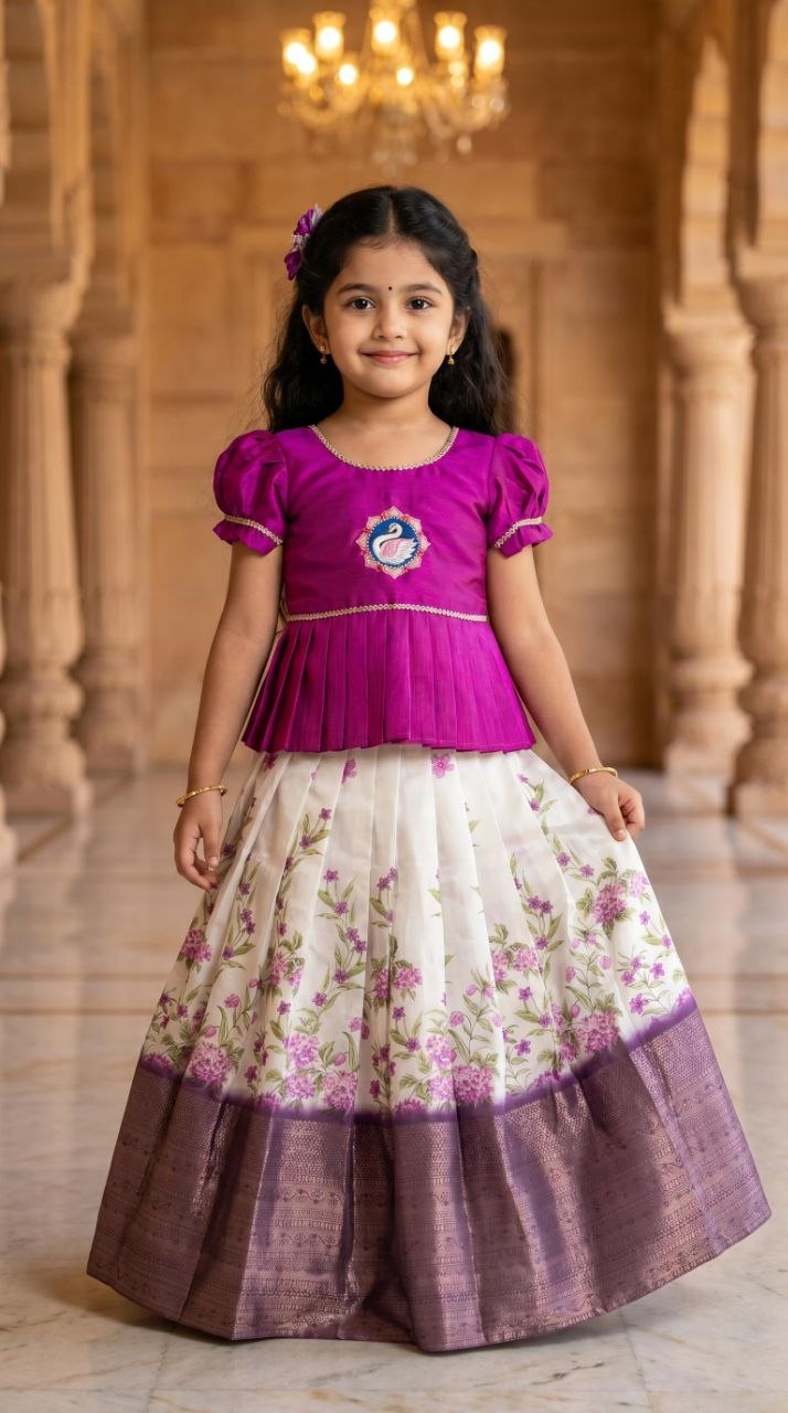 Pleasure zari weaving silk purple lehenga choli