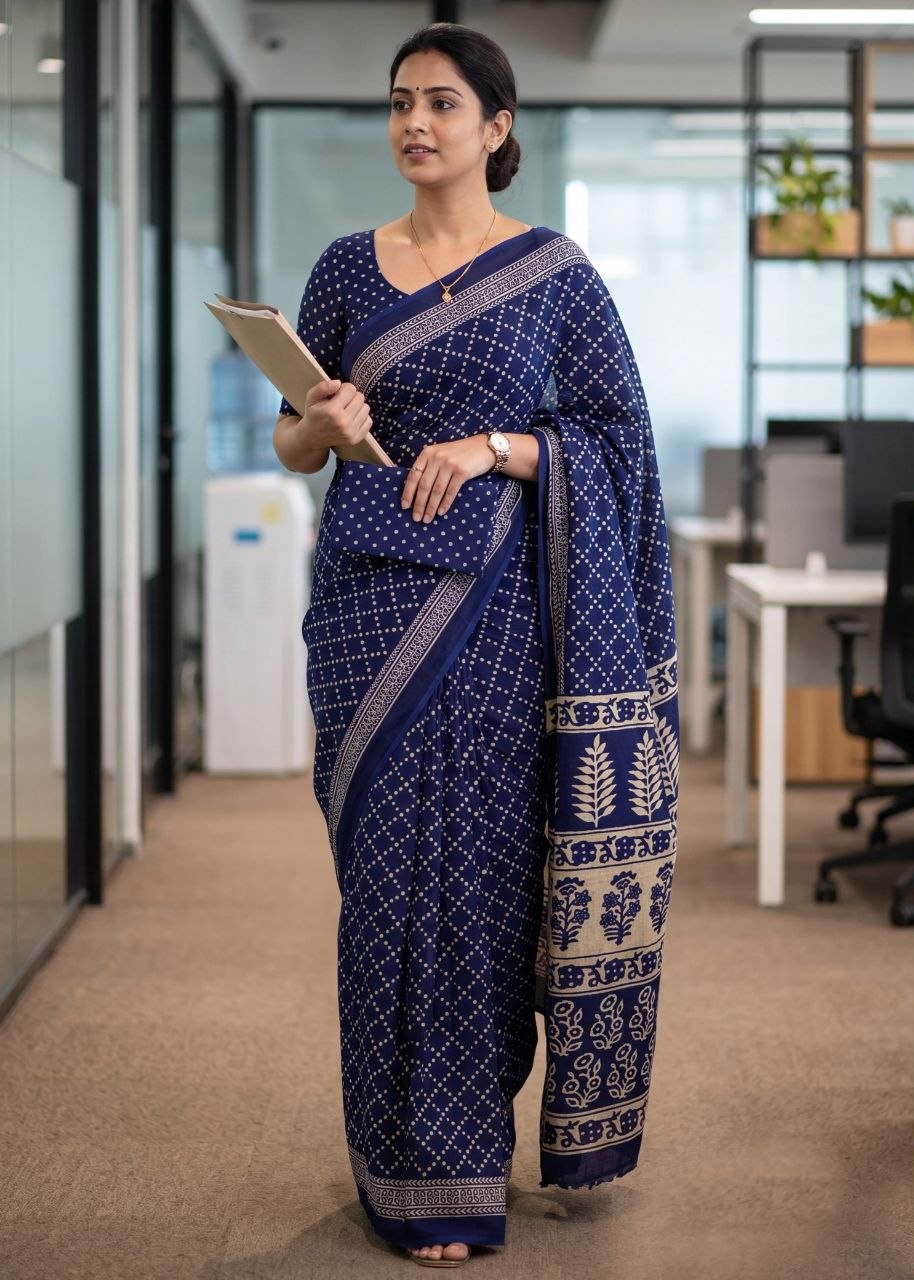 Approved bandhani print purple cotton saree