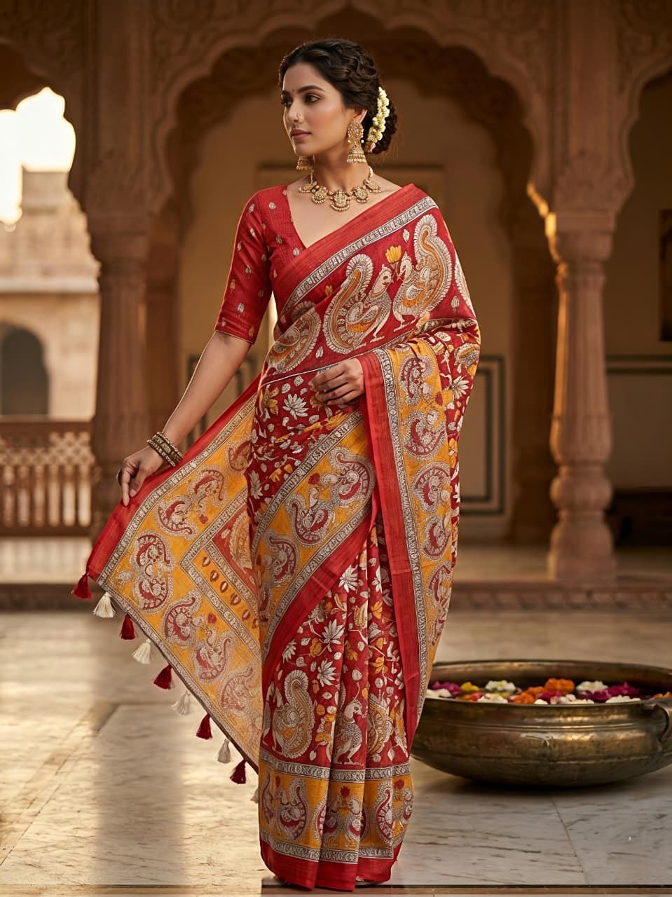 Launching digital print kota chex black saree