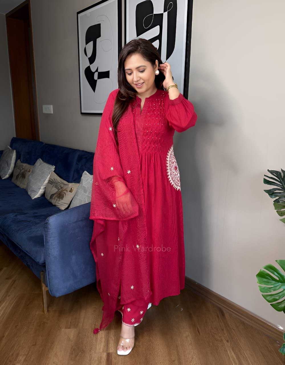 Assured pure cotton belly red suit set