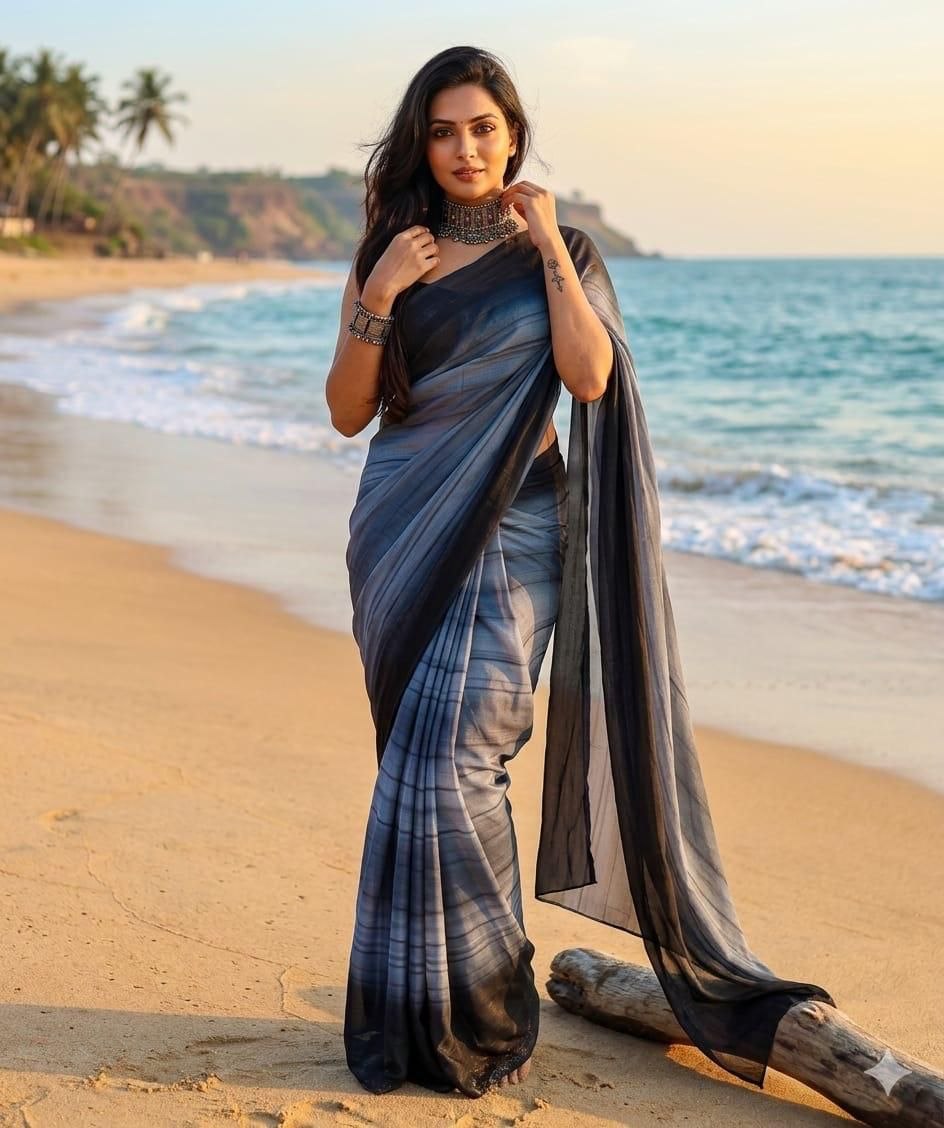 Presenting banglory georgette blue saree