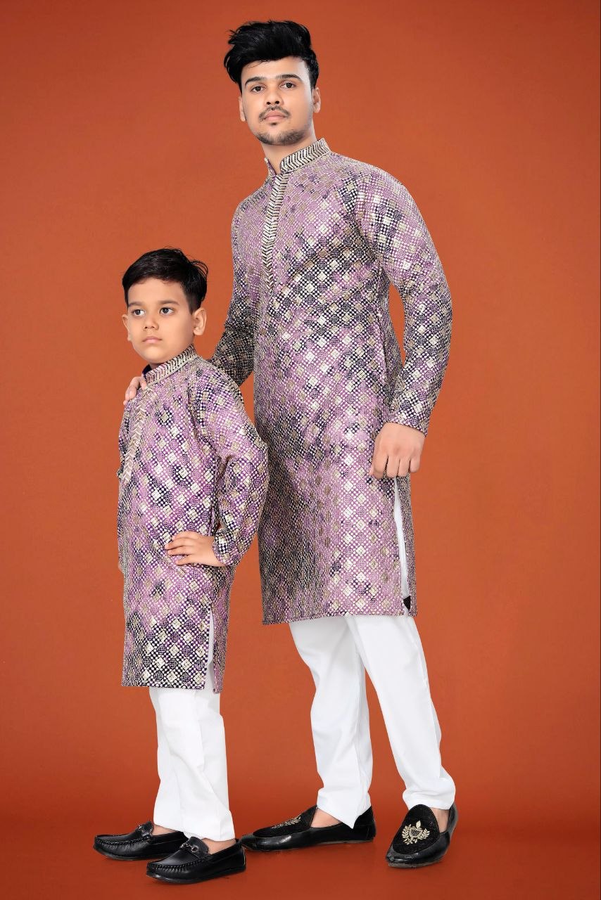 Traditional viscose rayon purple kurta pajama