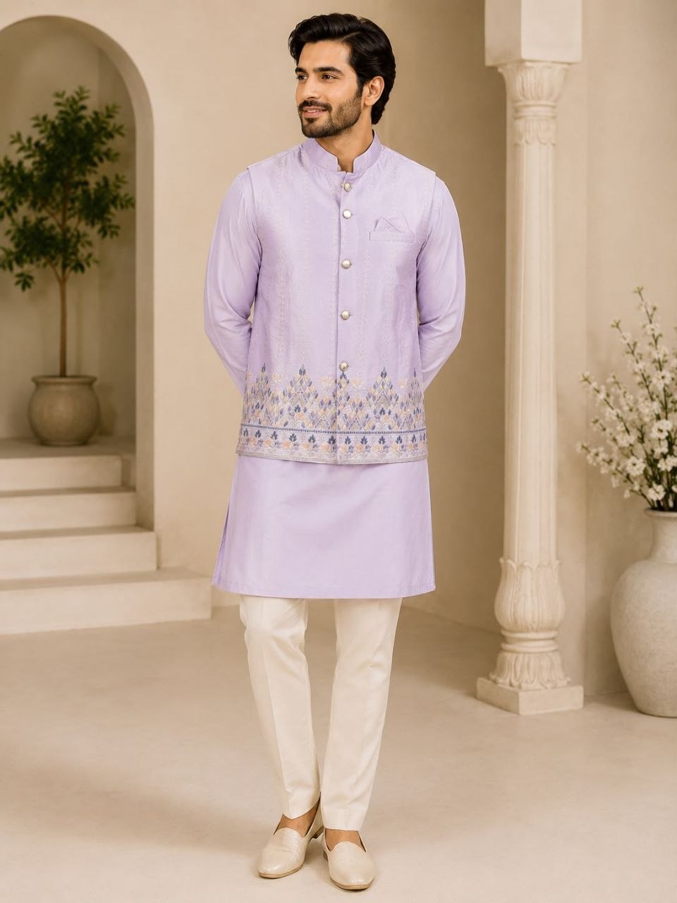 Presenting malai satin cotton purple kurta pajama