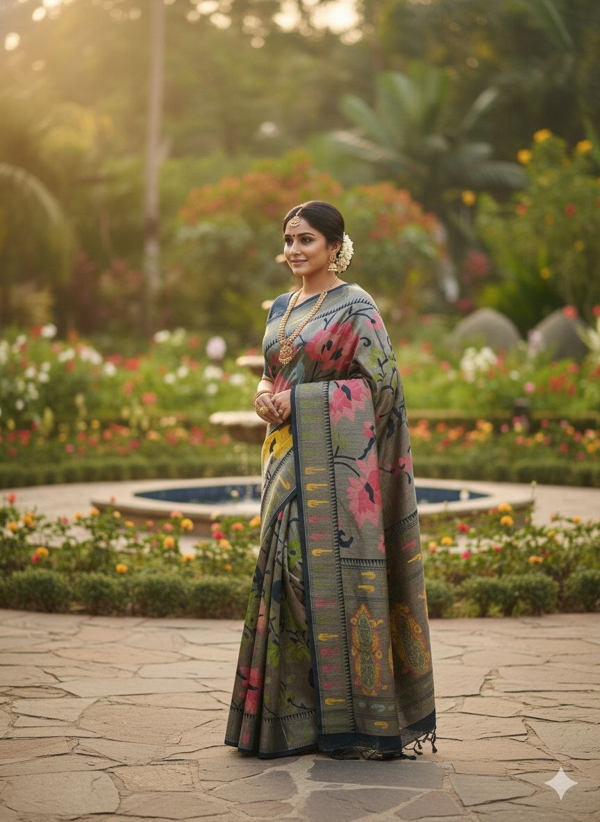 Good looking jacquard rich pallu blue saree