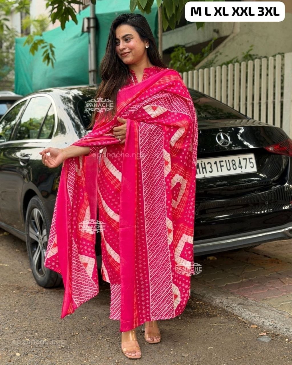 Presenting cotton pink kurti pant dupatta