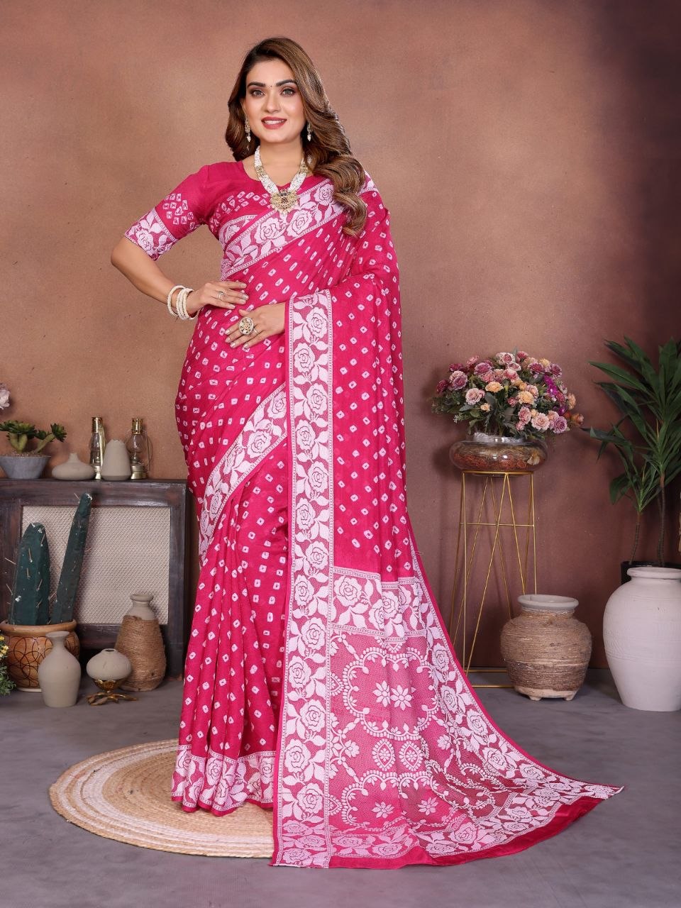 Premium viscose silk rani saree