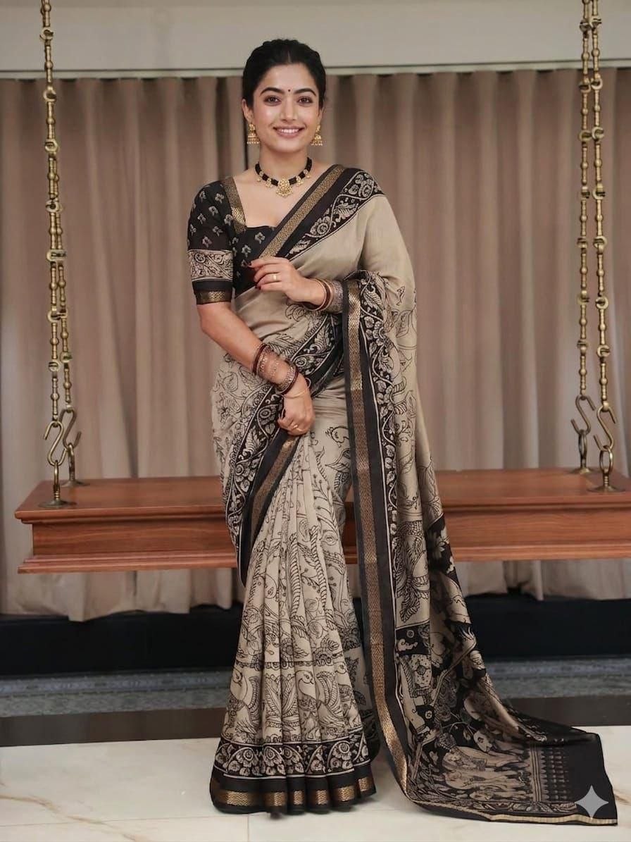 Excellent mulmul cotton black saree