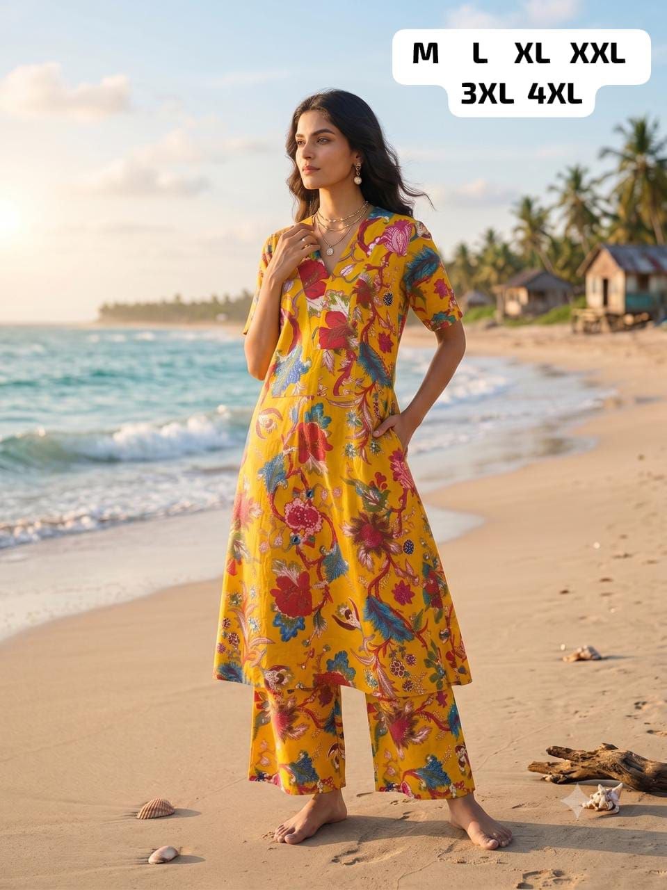 Official camric yellow palazzo suit