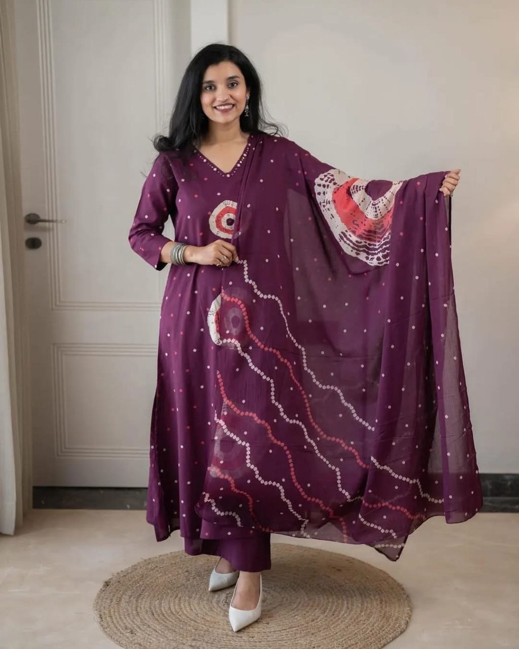 Launching jaipuri cotton purple top pant dupatta