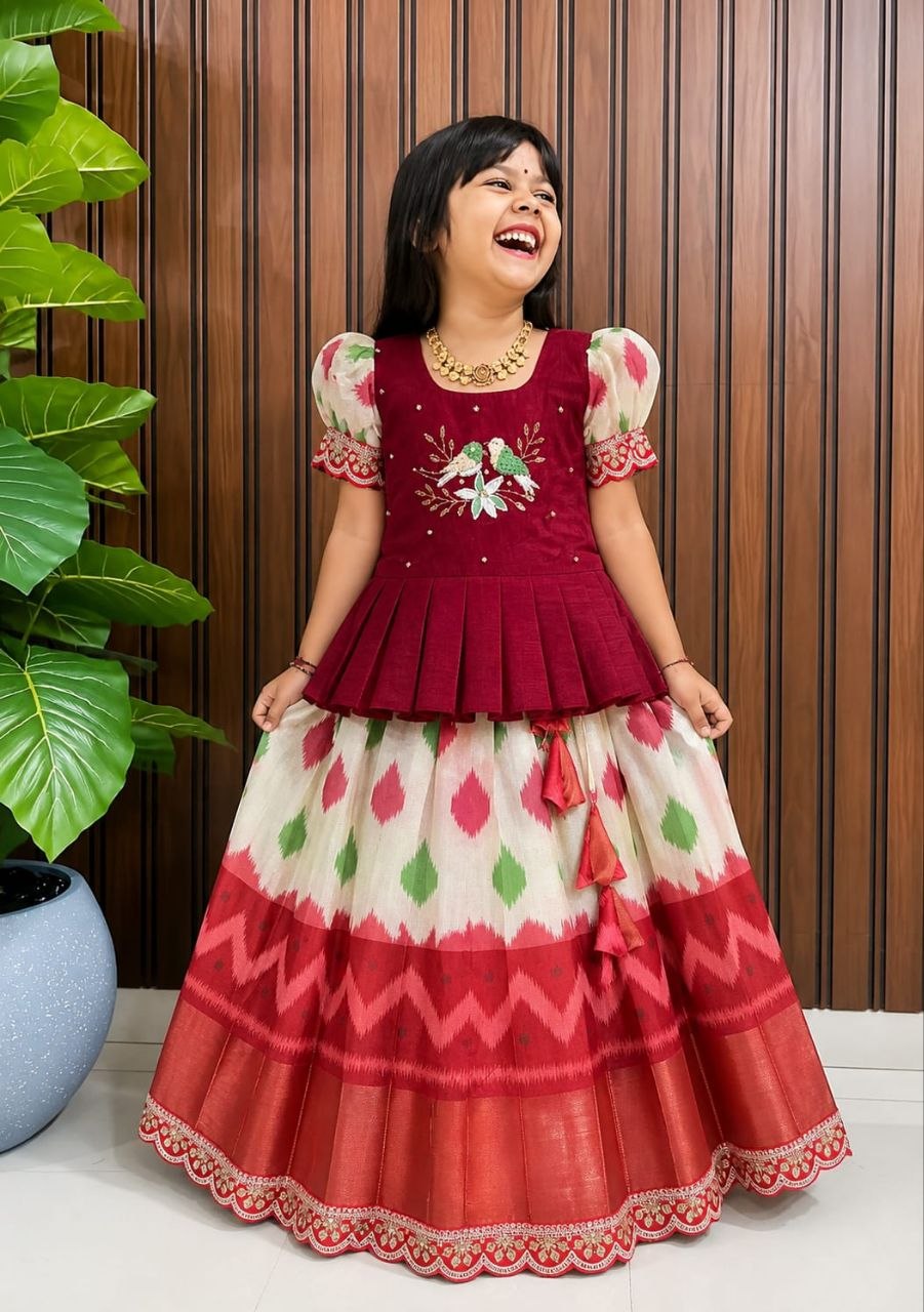 Presenting stitched heavy silk maroon lehenga choli
