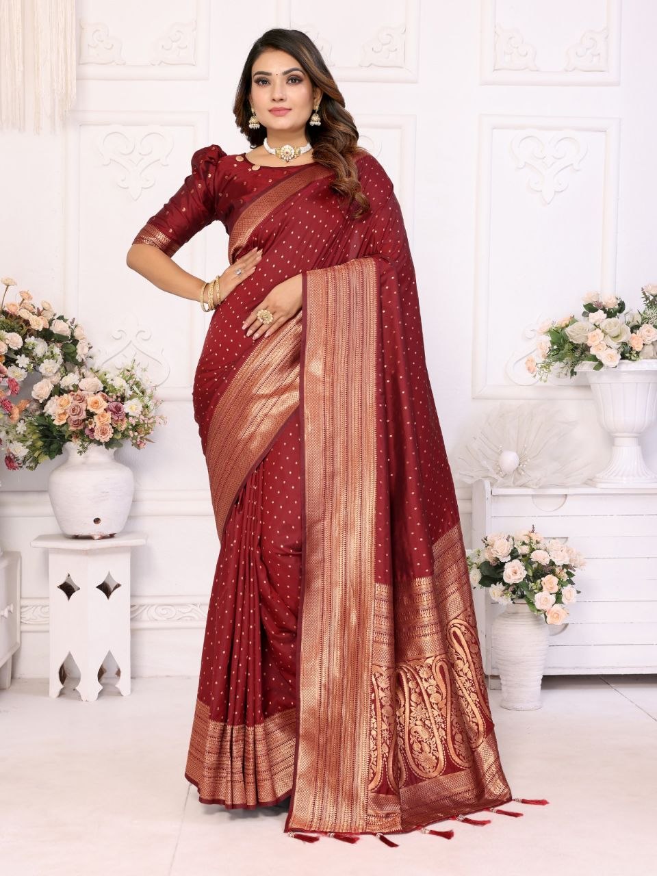 Upcoming soft silk red saree