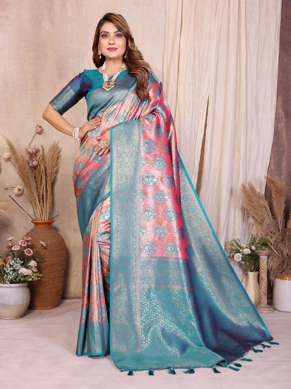 Rich pure banarasi silk pink saree