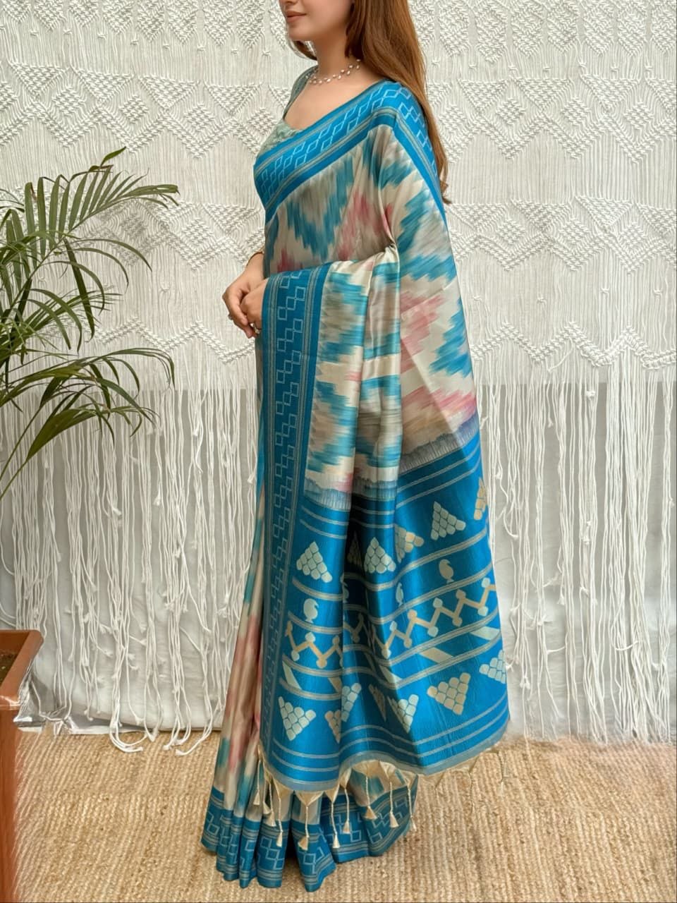 Bollywood viscose silk blue saree