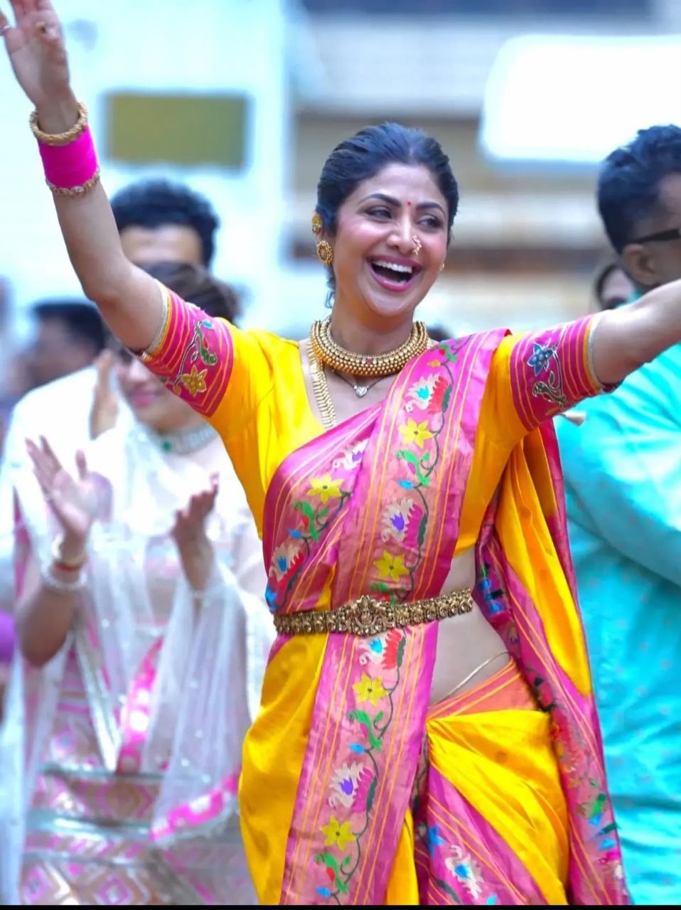 Trending weaving pathani silk yellow saree