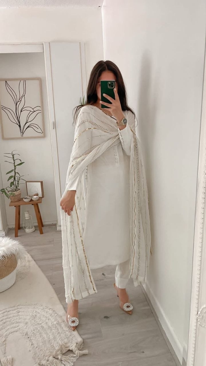 Launching embroidery sequence faux georgette which top part dupatta