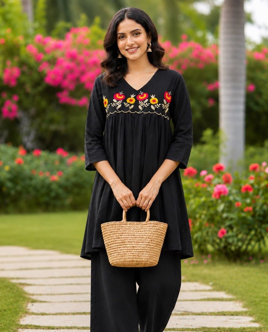 Finishing embroidery cotton rayon black top bottom