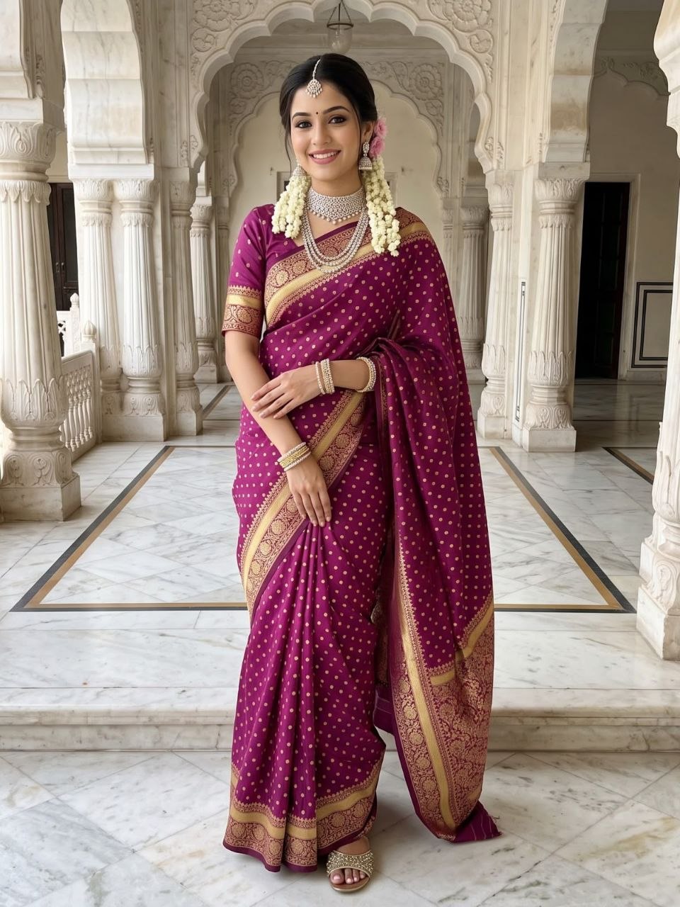 Lightweight soft silk jacquard purple saree