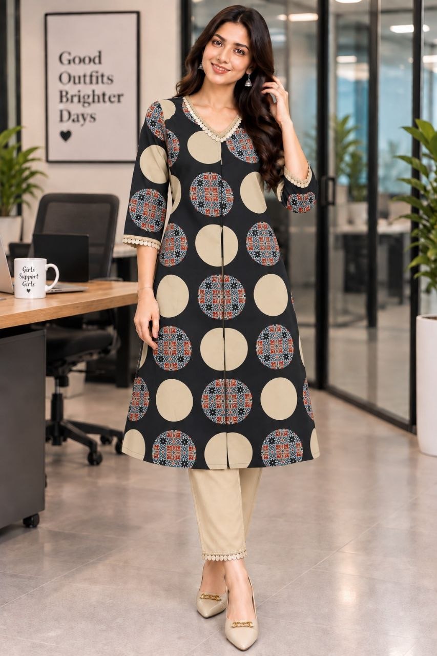 Finishing semi cotton yellow Kurti pant