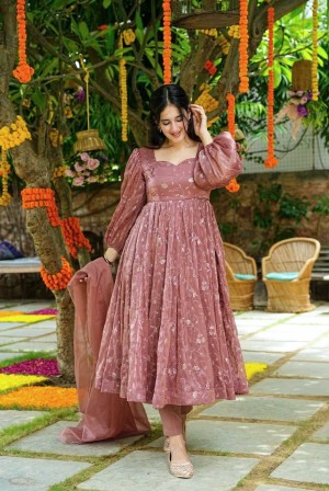 New Designer Party Wear Georgette Pink Top With Bottom and Dupatta